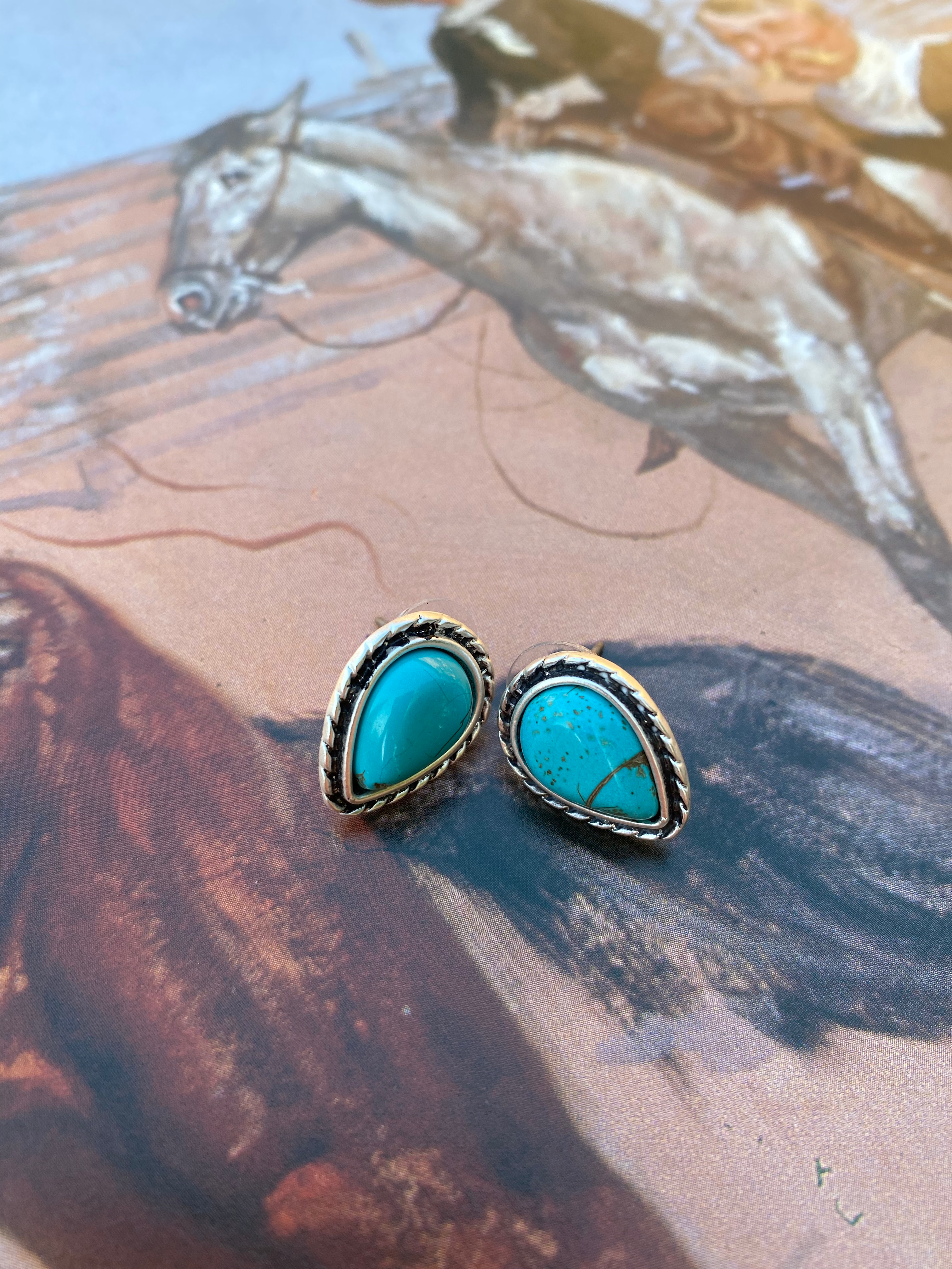 FAUX Turquoise drop earrings