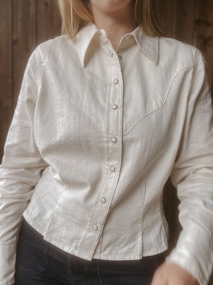 WRANGLER Femme peplum shirt pinstar white