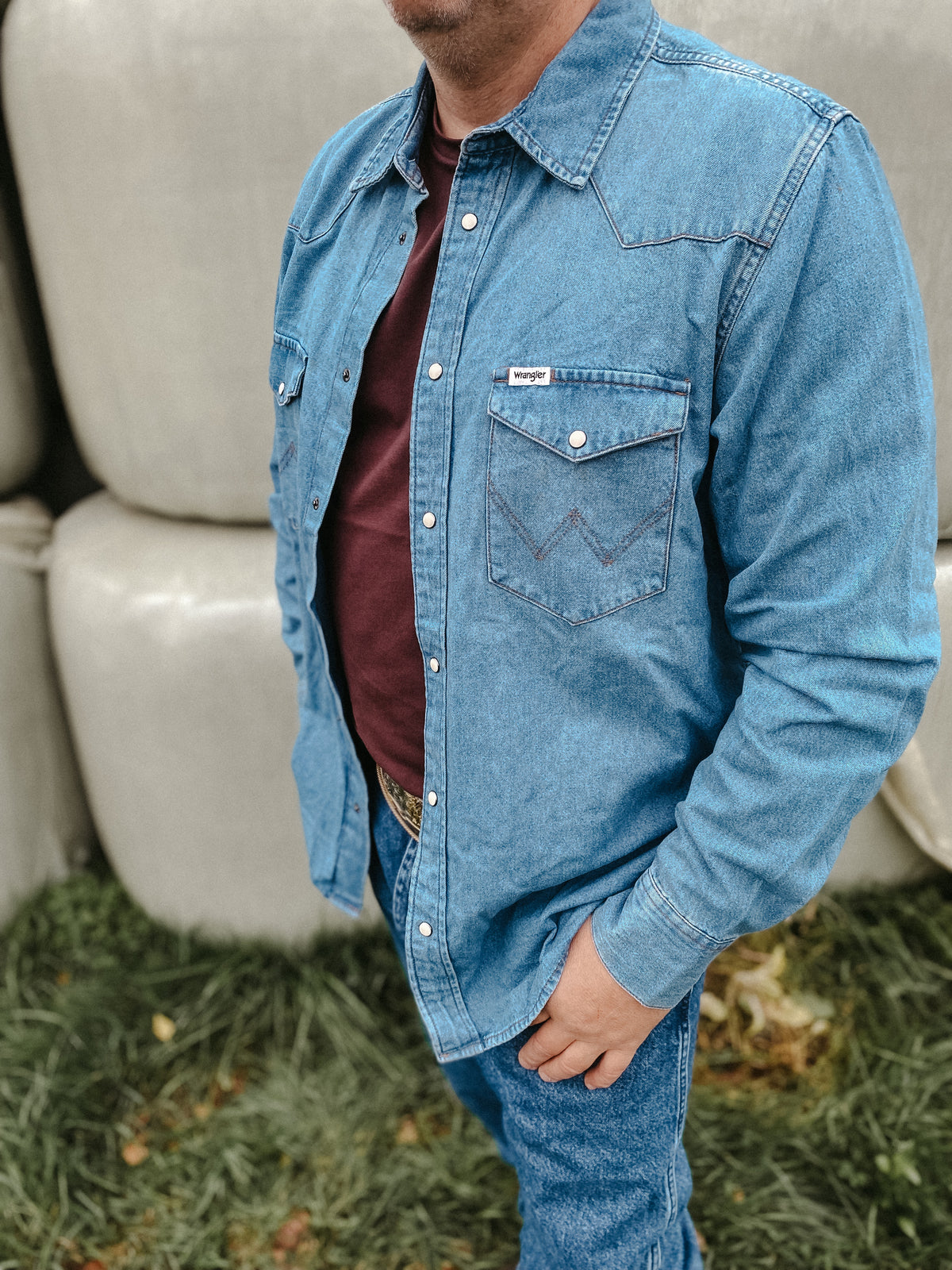 WRANGLER Western shirt mid light wash