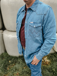 WRANGLER Western shirt mid light wash