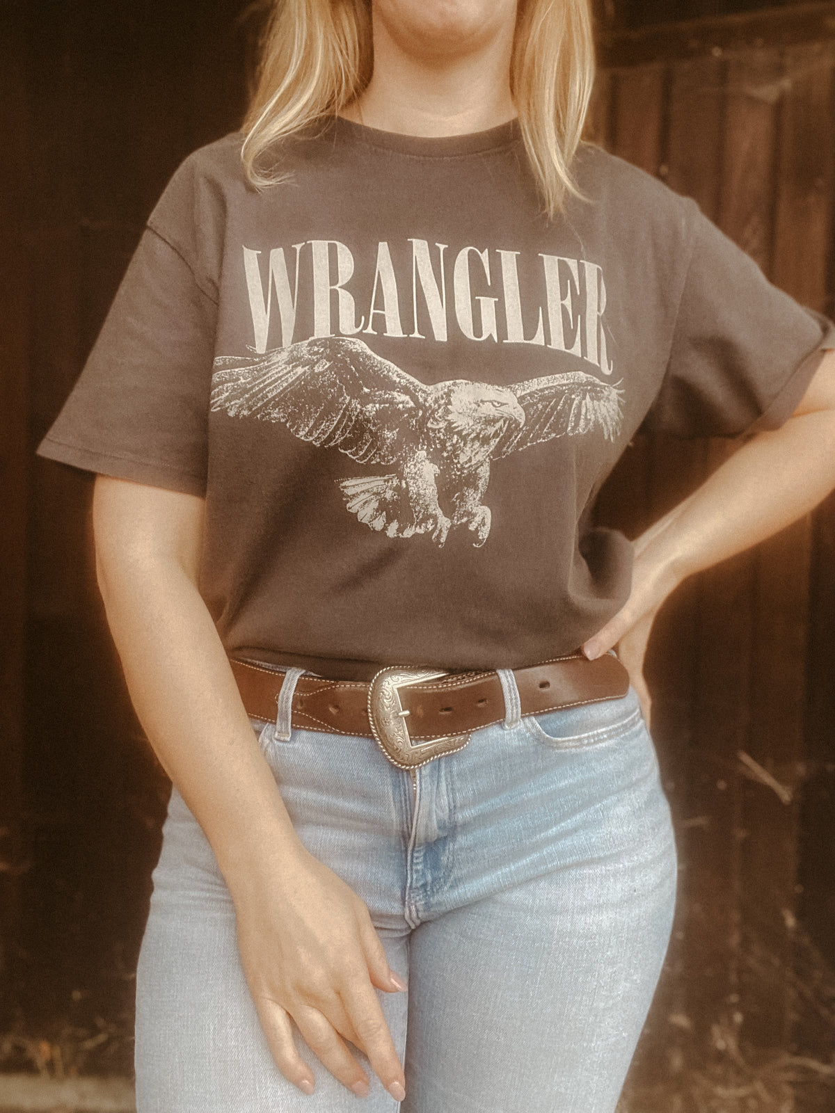 WRANGLE T-shirt print faded black
