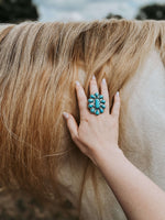 Afbeelding in Gallery-weergave laden, Flower turquoise ring
