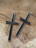 Load image in Gallery view, Black cross earrings
