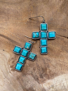 Turquoise cross earrings