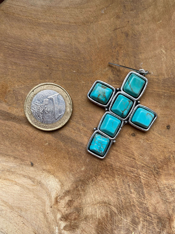Turquoise cross earrings