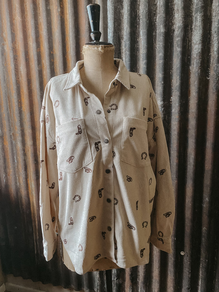 Cowgirl embroidery corduroy shirt