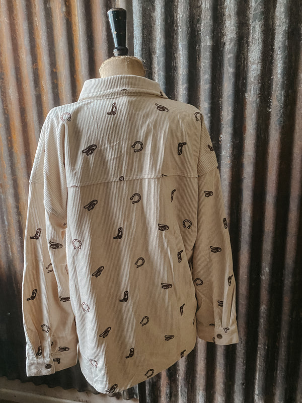 Cowgirl embroidery corduroy shirt