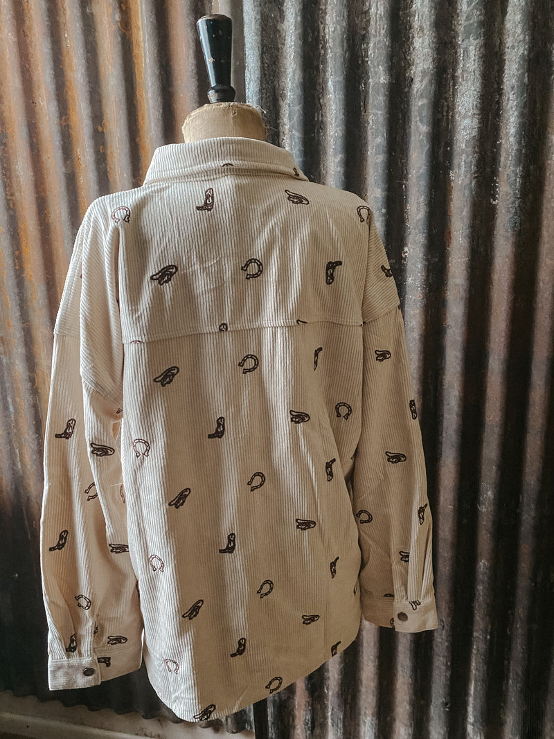 Cowgirl embroidery corduroy shirt