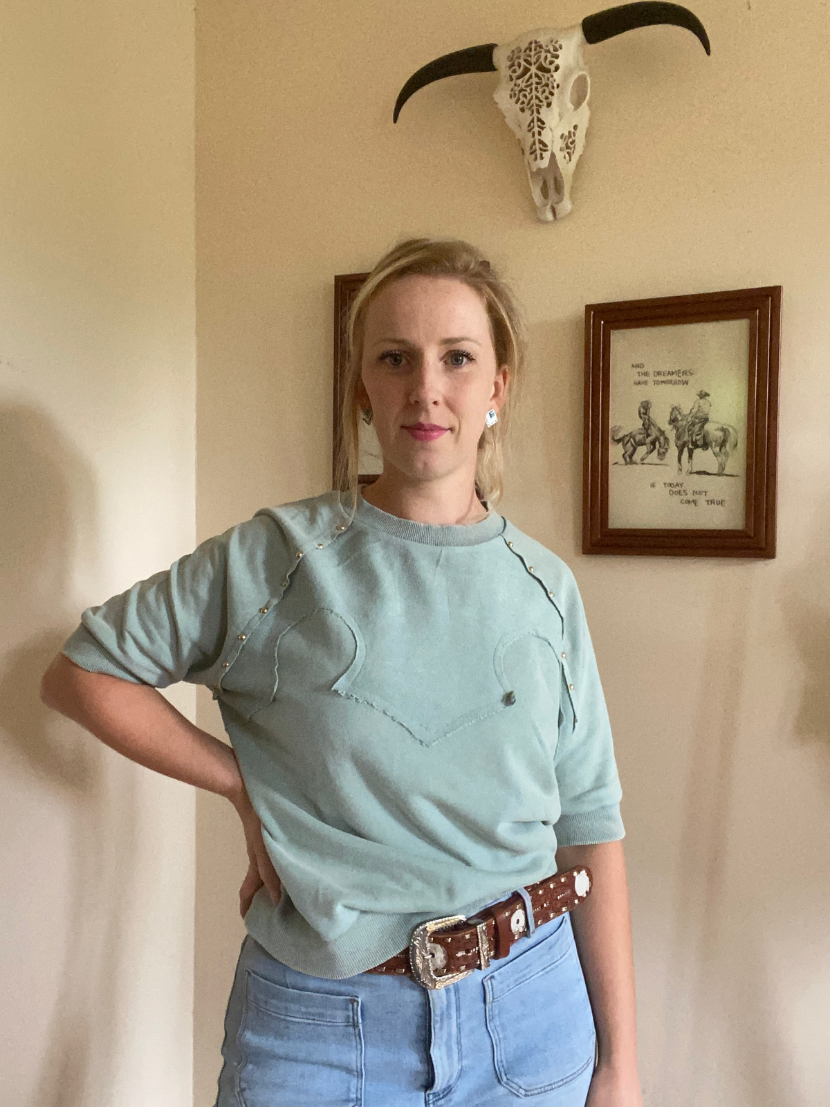 T-shirt trui met western details – Zachte stof, perfecte stoere en comfortabele casual look