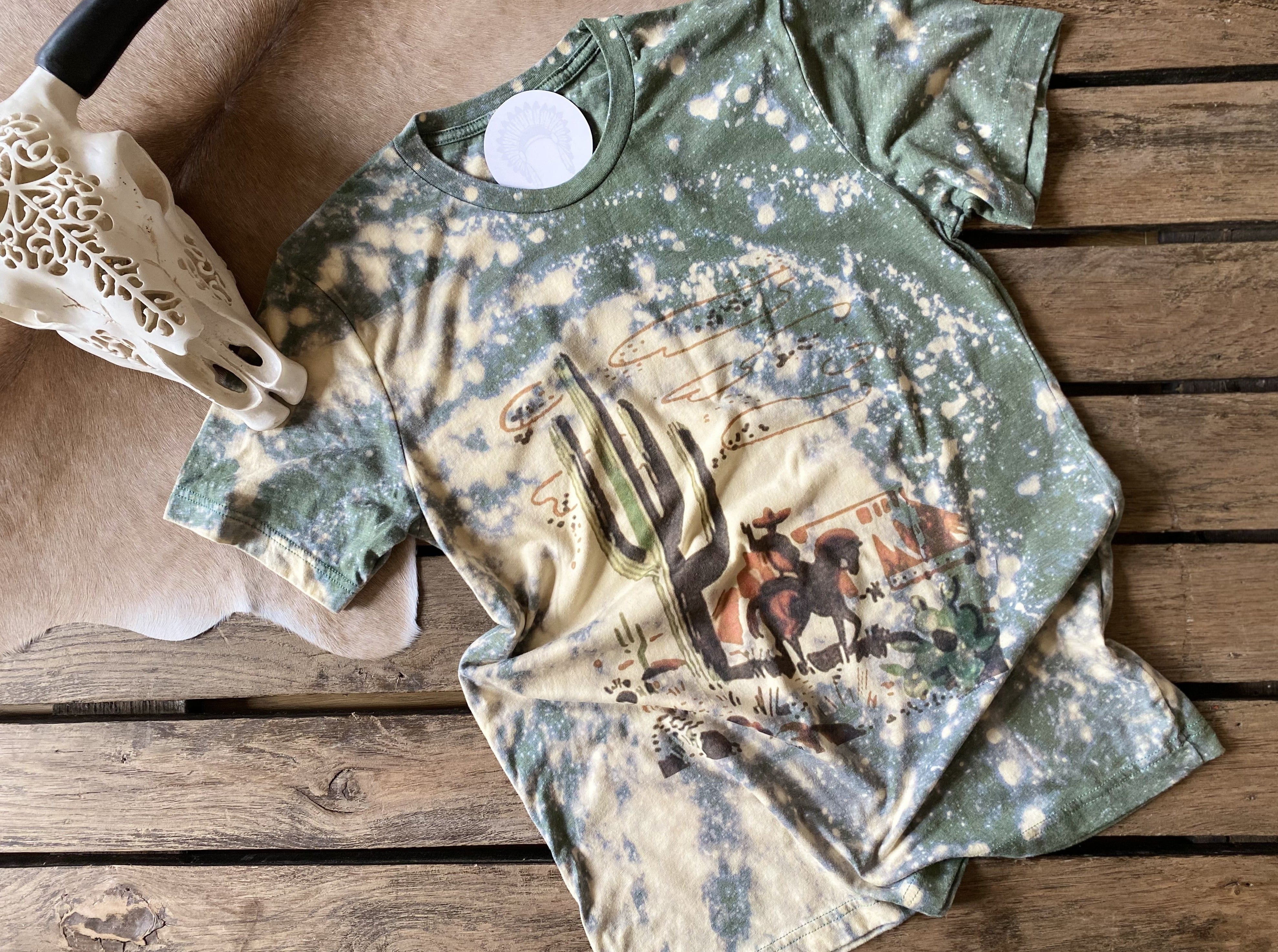 cactus and cowboy bleached tshirt