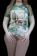 Load image in Gallery view, cactus and cowboy bleached tshirt

